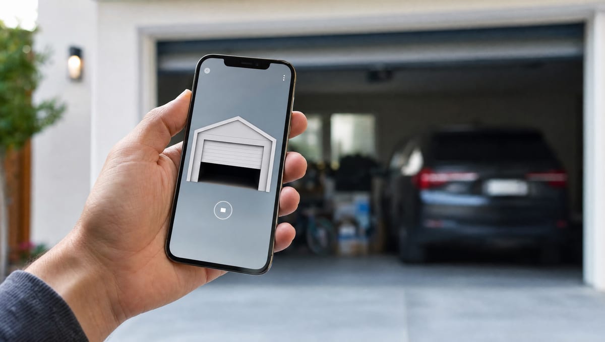Phone showing garage door open and closed status in a home app